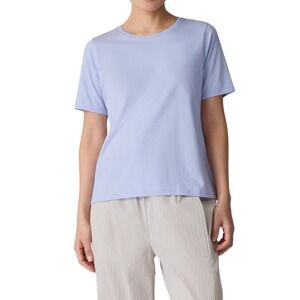 Eileen Fisher Women's Bellflower Pima Cotton Jersey Round Neck Tee Size L‎ NWT